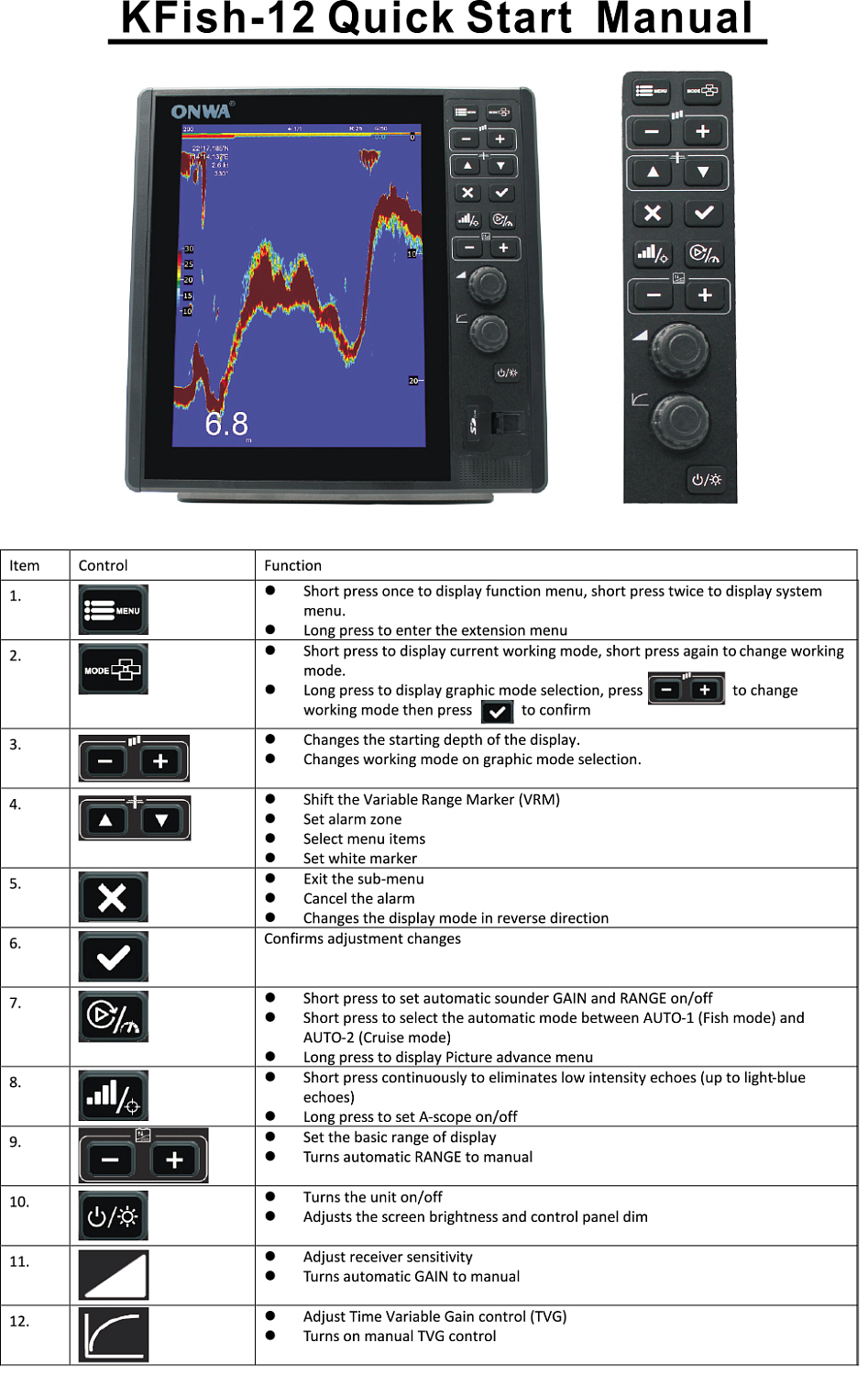 Краткое руководство пользователя KFish-12