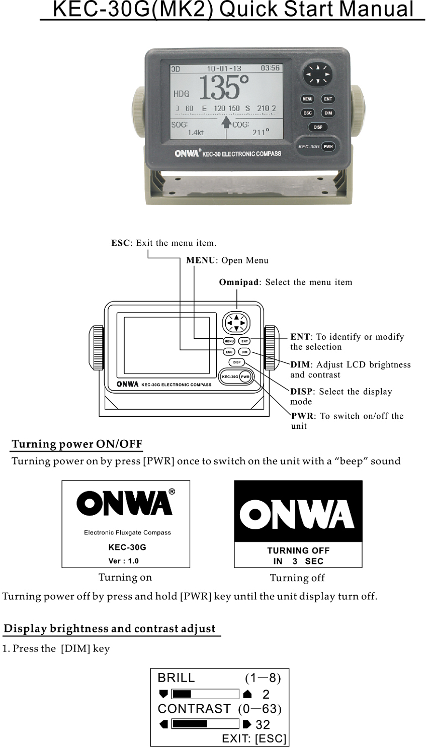 Краткое руководство пользователя KEC-30G(MK2)